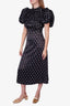 Birger Christensen Black Polka Dot Open Back Puff Sleeve Maxi Dress Size 2 'As Is'