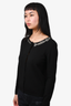 Blumarine Black Wool Cardigan with Embellished Neckline Detail Size 44