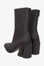 Both Black Rubber Pointed Toe Calf High Boot Size 36