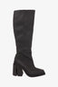 Both Black Rubber Pointed Toe Knee High Boot Size 36