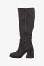 Both Black Rubber Pointed Toe Knee High Boot Size 36