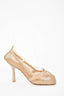 Bottega Veneta Beige Mesh Gold Chain Heels Size 36.5
