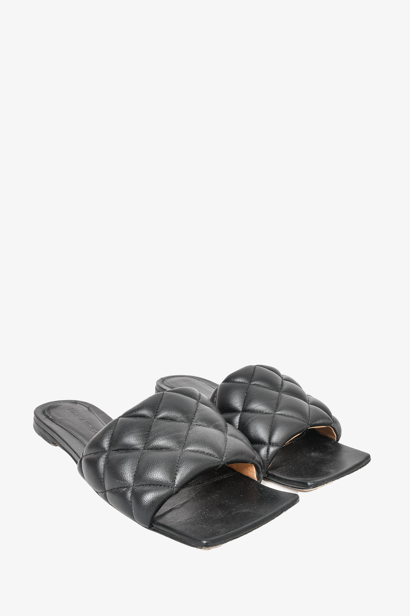 Bottega Veneta Black Intrecciato Leather Slide Sandals Size 36.5