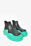 Bottega Veneta Black Leather/Green Rubber Chelsea Ankle Boots Size 35.5