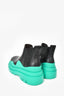 Bottega Veneta Black Leather/Green Rubber Chelsea Ankle Boots Size 35.5