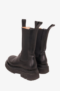 Bottega Veneta Black Leather Chelsea 'The Lug' Boots Size 37.5