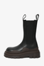 Bottega Veneta Black Leather 'Lug' Boots with Brown Sole Size 36.5