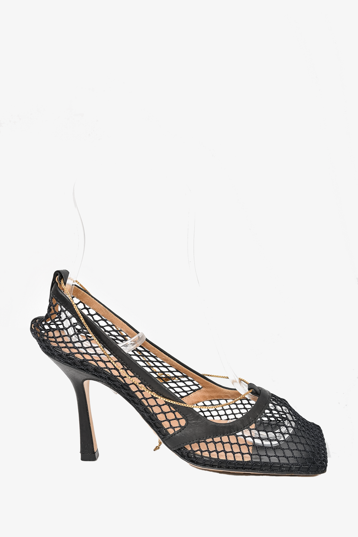 Bottega Veneta Black Net 'Stretch' Strappy Heels Size 36.5