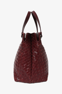 Bottega Veneta Burgundy Intrecciato Leather Bag