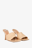 Bottega Veneta Cream Leather Squared Toes 'Stretch' Sandals Size 38