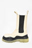 Bottega Veneta Cream Leather 'Tire' Chelsea Mid Calf Boots sz 37