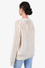 Bottega Veneta Cream Wool Open Knit Sweater with Green Stitching Size M