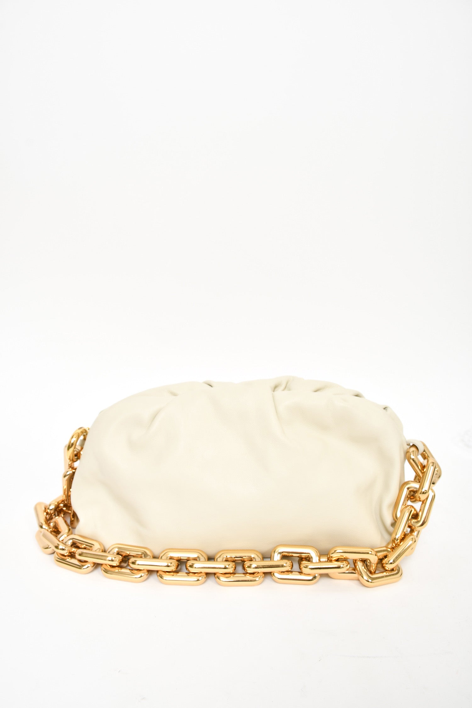 Bottega Veneta White The Chain Pouch Leather Shoulder Bag