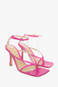 Bottega Veneta Pink Leather Stretch Strap Sandal Size 38.5
