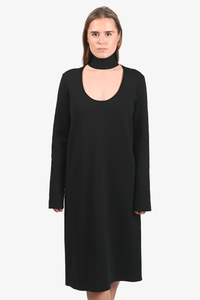 Bottega Veneta Pre-Fall 2019 Black Mockneck Cut-Out Midi Dress Size 44