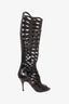 Brian Atwood Black Patent Open Toe Boots Size 37