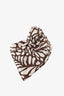Brunello Cucinelli Brown/White Cotton/Silk Patterned Scarf