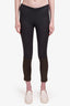 Brunello Cucinelli Grey Wool/Leather Straight Leg Pants