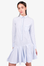 Brunello Cucinelli Light Blue Cotton Button Flared Dress Size XS