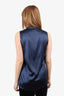 Brunello Cucinelli Navy Silk Sleeveless V-Neck Top Size L