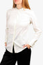 Brunello Cucinelli White Button Down Beaded Collar Blouse Size M