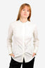 Brunello Cucinelli White Button Down Beaded Collar Blouse Size M