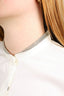 Brunello Cucinelli White Button Down Beaded Collar Blouse Size M
