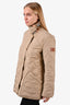 Burberry Beige/Brown Quilted Corduroy Collar Zip-Up Jacket Size M