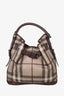 Burberry Beige/Brown Smoked Check Canvas and Leather Trim Walden Hobo