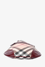 Burberry Beige Check Messenger Bag with Burgundy Patent Leather Trim