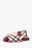 Burberry Beige Check Messenger Bag with Burgundy Patent Leather Trim