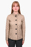Burberry Beige Quilted Collared Buttoned Jacket Size XS