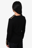 Burberry Black Cashmere Crewneck Gold Buttoned Sweater Size M