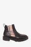 Burberry Black Check Leather Chelsea Boots Size 37
