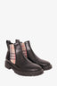 Burberry Black Check Leather Chelsea Boots Size 37