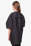 Burberry Black Cotton/Silk/Leather Trimmed Cape with Buckle Neck Closure Size 40