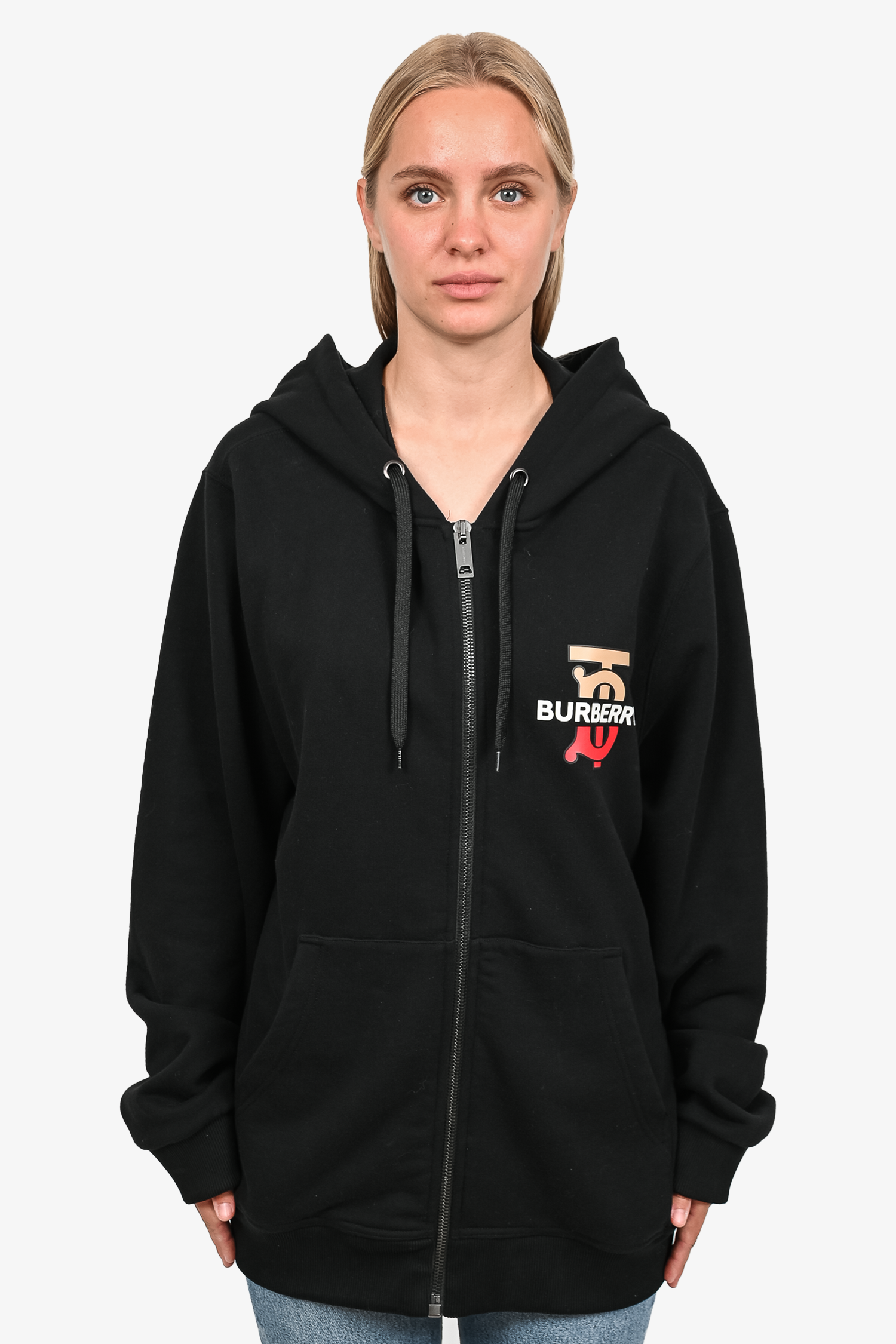 Burberry Black Cotton Zip-Up Hoodie Size L – Mine u0026 Yours
