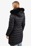 Burberry Black Down Belted Puffer Jacket with Fur Hood Size S