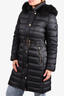 Burberry Black Down Belted Puffer Jacket with Fur Hood Size S