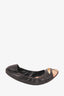 Burberry Black Flat with Plaid Toe and Gold Buckle Size 39