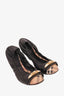 Burberry Black Flat with Plaid Toe and Gold Buckle Size 39