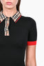 Burberry Black Knit Nova Check Collared Polo Top Size XXS