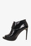 Burberry Black Leather Hotsmere Peep Toe Ankle Boots Size 41