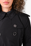 Burberry Black Nylon Double Breasted Trench Coat with Belt Size 4 US