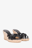 Burberry Black Patent Leather Wedge Sandals Size 36