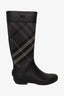 Burberry Black Super Nova Check Pattern Rubber Rain Boots Size 37