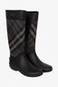 Burberry Black Super Nova Check Pattern Rubber Rain Boots Size 37