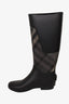 Burberry Black Super Nova Check Pattern Rubber Rain Boots Size 37