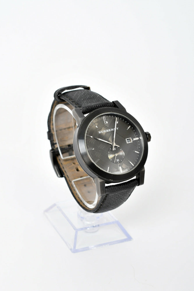 Burberry Black Textured Leather "City" Watch