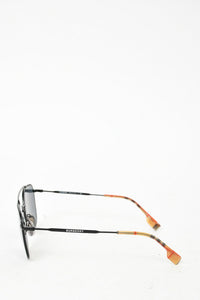 Burberry Black Thin Wire Frame Sunglasses With Novacheck Ends